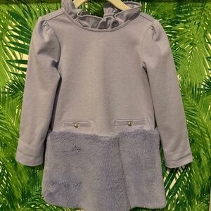 Janie and Jack lavender fur trim ponte dress 3t